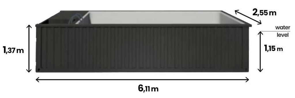 Piscina contenedor de 6,2 m x 2,5 m