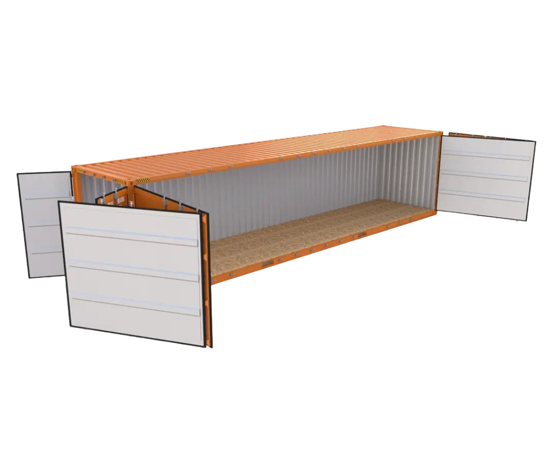 Container con abertura lateral 40pies  HC Open Side con 2 puertas