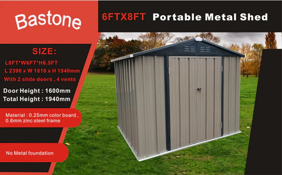Cobertizo metálico portátil para jardín 6’x8′ – Solución robusta y segura para sus espacios al aire libre