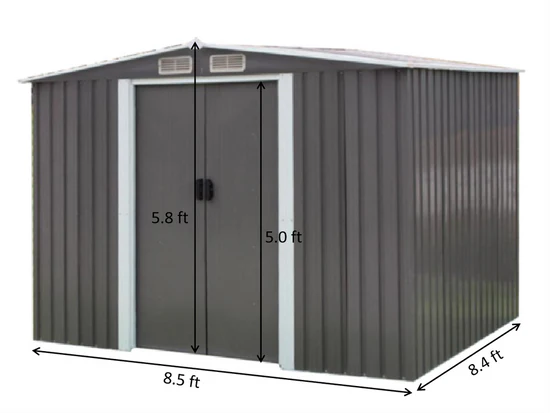 Cobertizo metálico portátil para jardín 8’x8′ – Solución robusta y versátil para almacenamiento en exteriores
