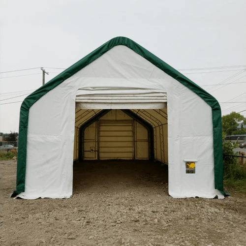 Cobertizo de almacenamiento de doble entramado W20’xL33’xH16′ – Protección robusta y versátil