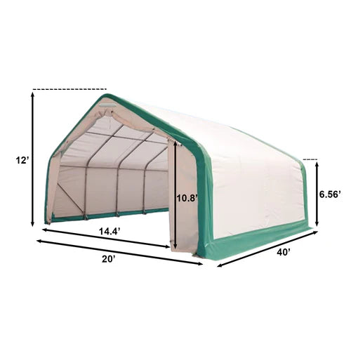 Cobertizo de almacenamiento de enrejado simple L20’xL40’xH12′ – Protección versátil y resistente