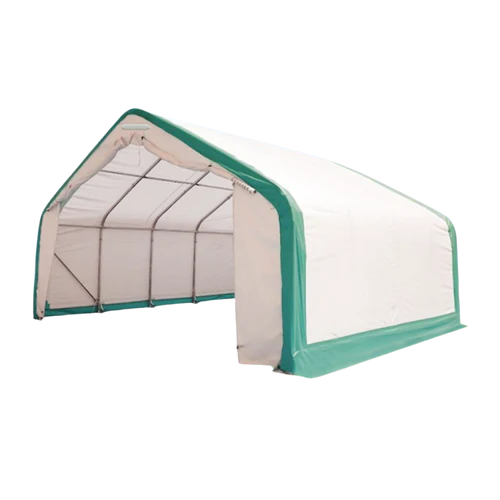 Cobertizo de almacenamiento de enrejado simple L20’xL40’xH12′ – Protección versátil y resistente