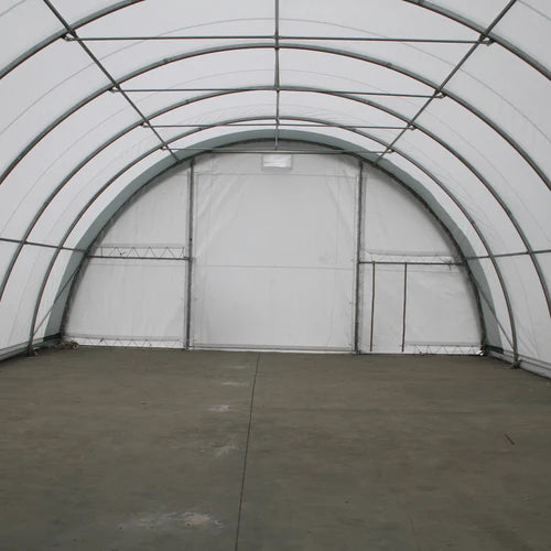 Cobertizo de almacenamiento de un solo arco L30’xL40’xH15′ – Robusto y espacioso
