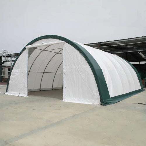 Cobertizo de almacenamiento de un solo arco L30’xL40’xH15′ – Robusto y espacioso