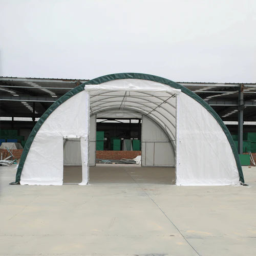 Cobertizo de almacenamiento de un solo arco L30’xL40’xH15′ – Robusto y espacioso