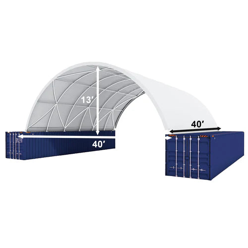 Cobertizo para contenedores marítimos 40’x40’x13′ – Robusto y versátil