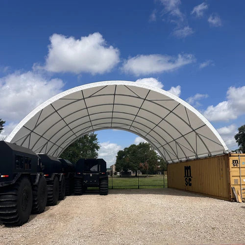 Cobertizo para contenedores marítimos 40’x40’x13′ – Robusto y versátil
