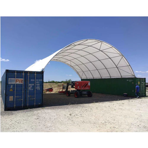 Cobertizo para contenedores marítimos 40’x40’x13′ – Robusto y versátil