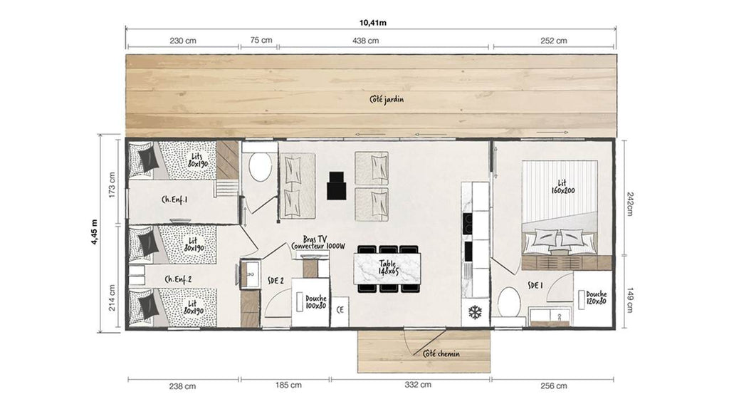 Mobile Home Key West 03 Habitaciones – 40m2, Espacio y Privacidad