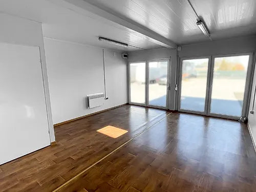 Contenedor de oficina doble – 29,4 m², modular, personalizable