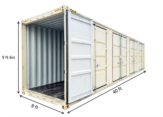 High Cube Container 40 Pies con 4 Puertas Laterales – Acceso y Protección Total