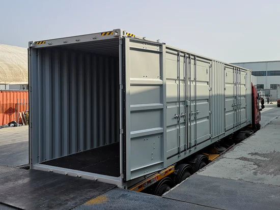 Contenedor cúbico de 40 pies de altura con 2 puertas laterales – Solución robusta y versátil para almacenamiento y transporte