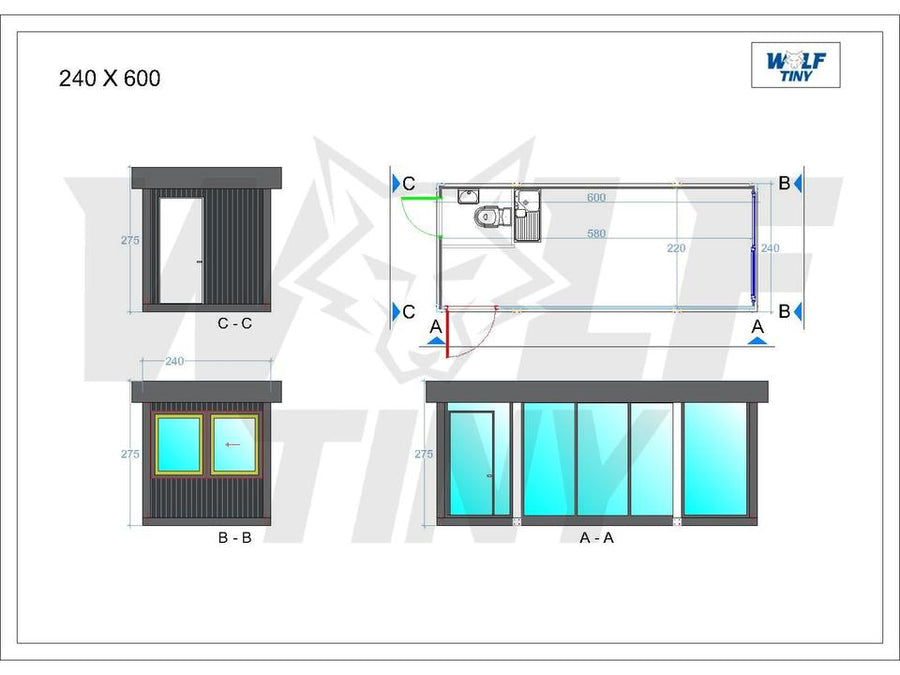 Contenedor de oficina modelo black panther 240 x 600 Nuevo