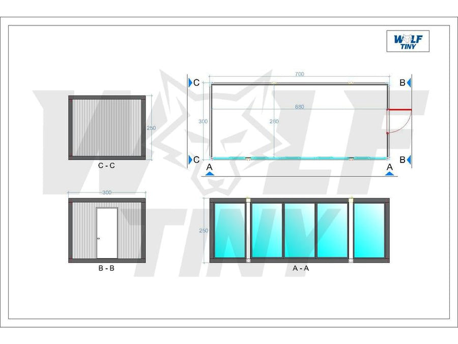 Contenedor de oficina modelo casa de cristal Nuevo